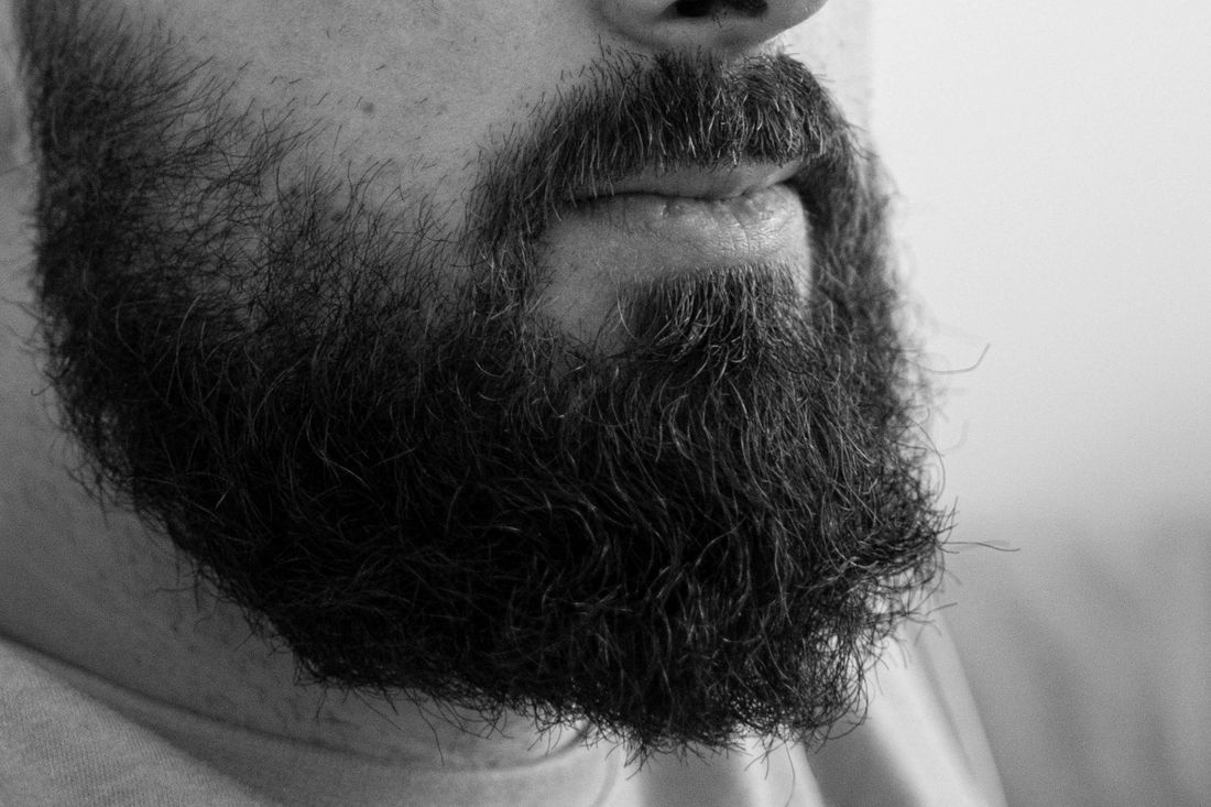 Close-up of a full, dense beard