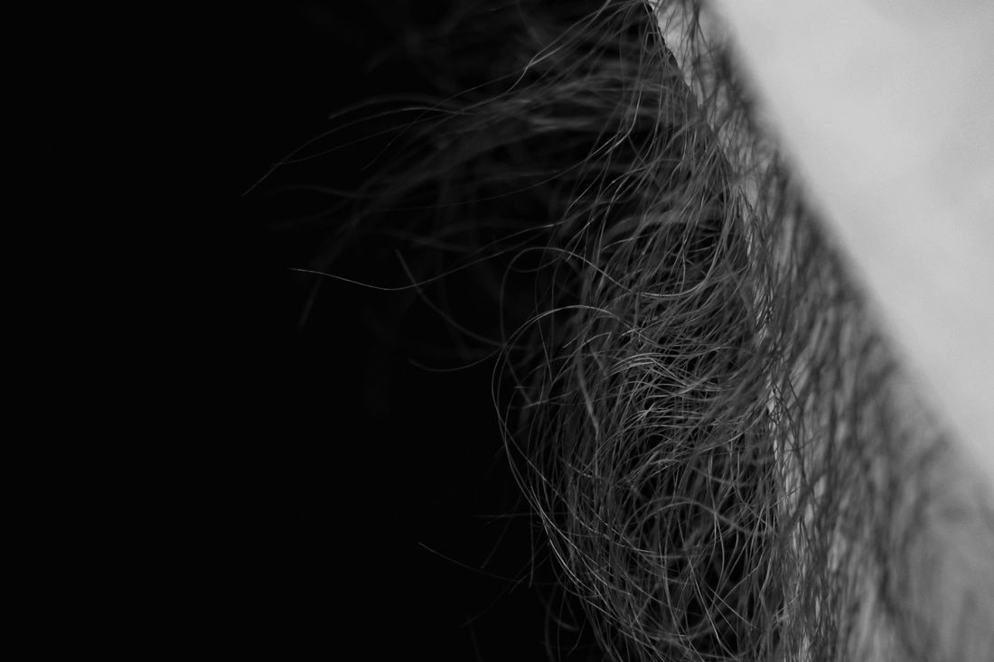 Close-up of thick, dark hair